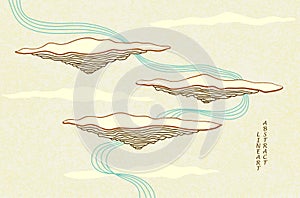 Abstract line art landscape background in retro colors