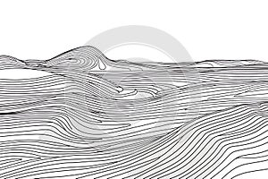 Abstract Line Art Representation of Rolling Hills and Waves photo