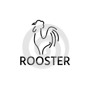 Abstract line art rooster vector design template