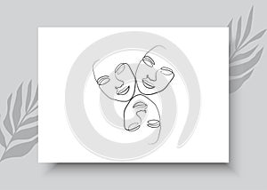 Abstract line art of three woman faces