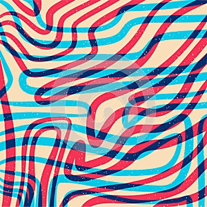 Abstract line background with red and blue line. Riso print effect.