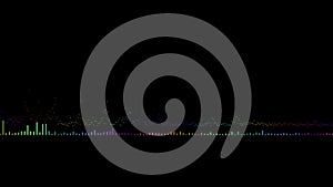 Abstract line bounce spectral wave design on black background vibrating spectrum waveform music futuristic animation