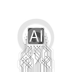 Abstract with line connection artificial intelligence on white background for concept design. Technology modern design. Science