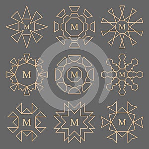 Abstract line design company monogram set