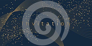Abstract line & dot background in gold & blue