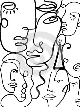 Abstract line face with shapes