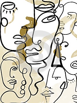 Abstract line face with shapes