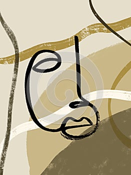 Abstract line face with shapes