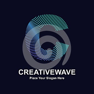 Abstract line letter C creative wave logo vector icon.