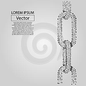 Abstract line and point Chain links. Low poly vector illustration