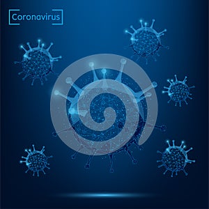 Abstract line and point coronavirus cell. Abstract polygonal image of COVID-19 2019-nCoV