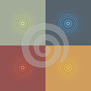 Abstract line ripple emblem set. Radar, sound or vibration icon. Flat design.