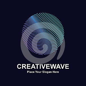 Abstract line wave circle logo vector icon