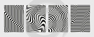 Abstract line wavy black and gray design of poster set template. Wave design decorative annual cover.