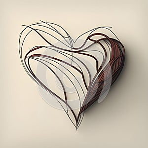 Abstract linear composition of a heart, light background. Heart as a symbol of affection and