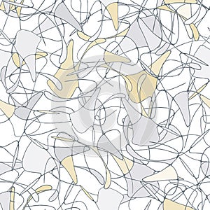 Abstract linear gray pattern, chaotic simple geometric ornament on white background. Vector illustration for design