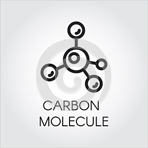 Abstract linear icon of carbon molecule. Chemical structure simplicity outline logo. Vector illustration