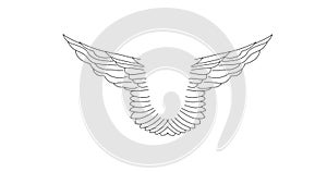 Abstract Linear pair of wings. Tattoo Linear heraldic element. Angel or Eagle wings. Vector illustration isolated on white