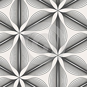 Abstract linear petal flower. Vector pattern.