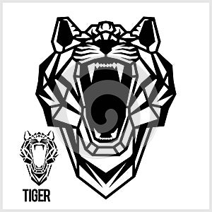 Abstract linear polygonal head of a Tiger. Vector.