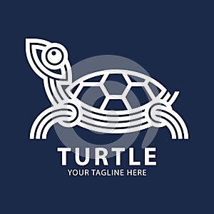 Abstract linear turtle logo design template