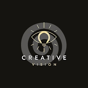 Abstract lineart creative Vision logo icon, eye and light bulb logo icon vector template