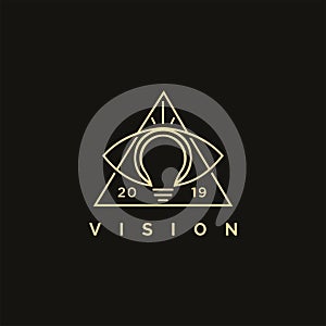 Abstract lineart creative Vision logo icon, eye and lightbulb logo icon vector template