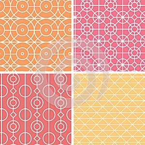Abstract lineart geometric seamless patterns set