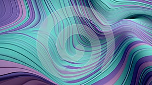 Abstract Lines Background with Lilac, Turquoise and Blue Curves. 3D Render