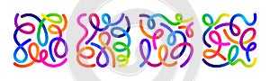 Abstract Lines with Color Gradient. Background with 3D Wave Shape Pattern. Vector Wavy Graphic Design Elements. Rainbow