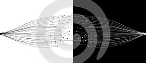 Abstract lines with dots over background. Connecting or big data concept. Design element or icon. Black shape on a white