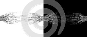 Abstract lines with dots over background. Connecting or big data concept. Design element or icon. Black shape on a white