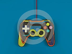 Abstract lines drawing of video game controller. AI generated