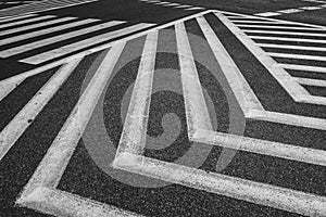 Abstract lines of pedestrian crossing, black and white