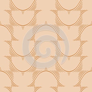 Abstract lines seamless pattern. Simple textured wavy line art design on beige background. Minimalistic wallpaper in