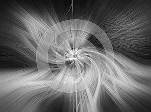 Abstract, lines twisting, black and white graphic art