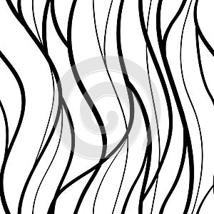 Abstract lines waves pattern seamless , curve intertwine line shape hand drawn hair or sea ornate wallpaper background for wrappin