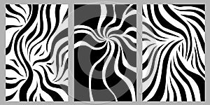 abstract lines , zebra skin texture vector background set