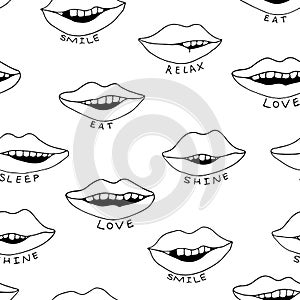 Abstract lips doodle background for decorative design