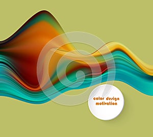 Abstract liquid blue orange wave on a blue background