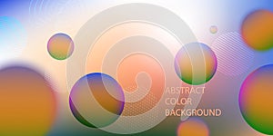 Abstract liquid color background. Fluid gradient spheres composition. Futuristic design defocusing  banner. Vector illustration