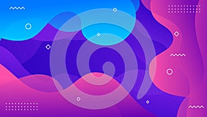 Abstract Liquid colors background design. With memphis and geometric shape elements. Fluid gradient shapes composition. Futuristic