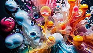 Abstract Liquid Forms and Bubbles Dance