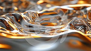 Abstract Liquid Metal Texture with Gold and Silver Hues
