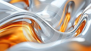 Abstract Liquid Metal Texture: Gold and Silver Swirls