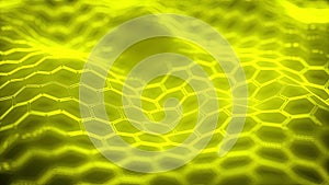 Abstract liquid neon glowing yellow motion dynamic creative background. Geometrical shape for modern design project.