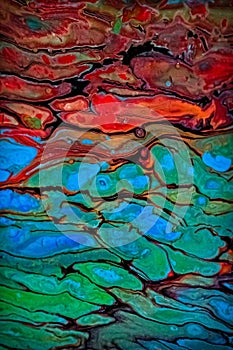 Abstract liquid painting with cells