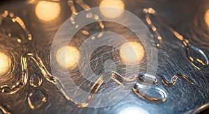 Abstract Liquid Patterns on Brushed Metal with Warm Light