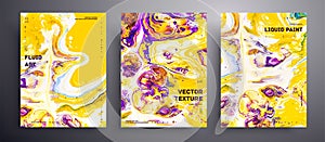 Abstract liquid placard, fluid art vector texture set. Artistic background that can be used for design cover, invitation