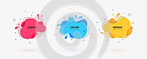 Abstract liquid shapes. Modern geometric fluid color banners. Design templates for badge, logo, sale flyer, poster.